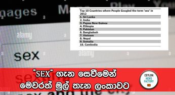 “Sex” ගැන සෙවීමෙන් මෙවරත් මුල් තැන ලංකාවට
