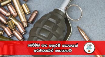 බෝම්බ සහ පතුරම් තොගයක් අරණායකින් සොයාගනී !