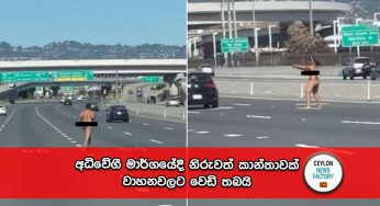 අධිවේගී මාර්ගයේදී නිරුවත් කාන්තාවක් වාහනවලට වෙඩි තබයි !