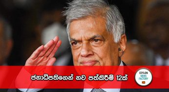 ජනාධිපතිගෙන් නව පත්කිරීම් 12ක් !