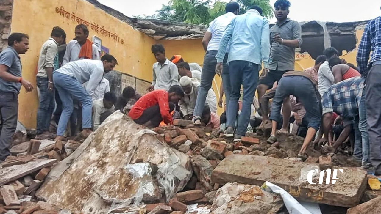 පාසල් ගොඩනැගිල්ලක් කඩාවැටීමෙන් ළමුන් සිව්දෙනෙකු ජීවිතක්ෂයට!